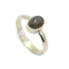 Ring 925 sterling silver semi precious grey cat's eye gem stone C 278